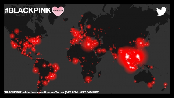블랙핑크 전세계 트윗 히트맵
