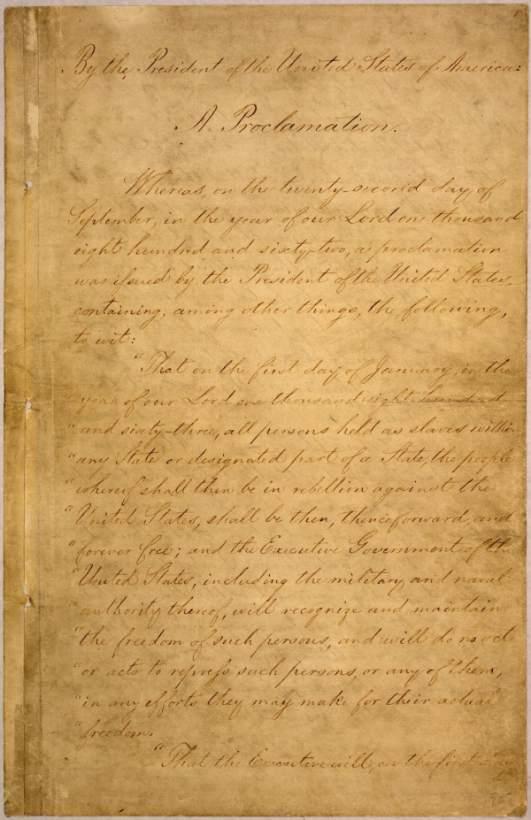 노예 해방 선언문 (첫 페이지)
