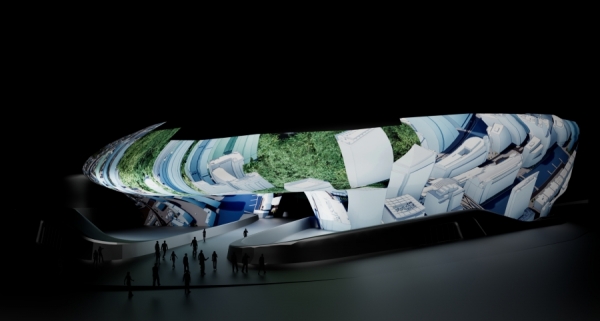 동대문 디자인 플라자에서 3D 맵핑으로 구현된 미래도시