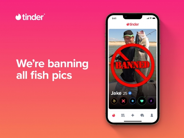 Tinder fish-free (출처 tinderpressroom.com)