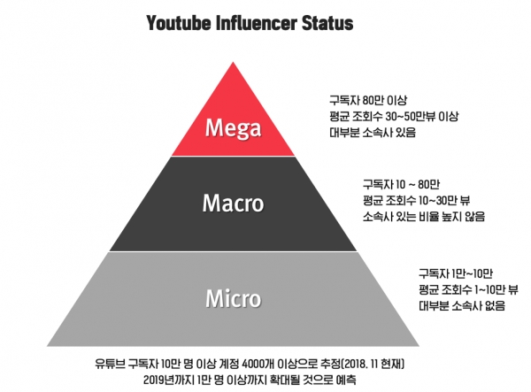 영향력별 유튜버 구분