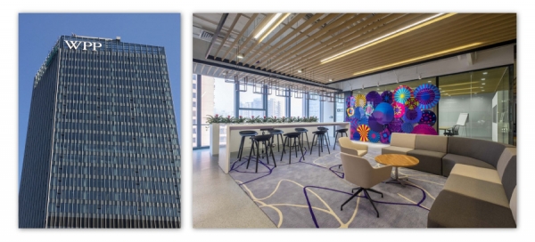 WPP 상하이 Campus(좌), WPP 상하이 캠퍼스 내 한 계열사 로비(우)