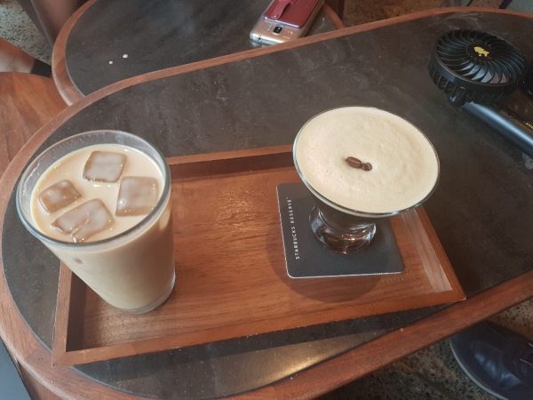 Shanghai Lane Romance (right) : Cold Brew + Plum Flavored Syrup + Chinese yellow rice wine
