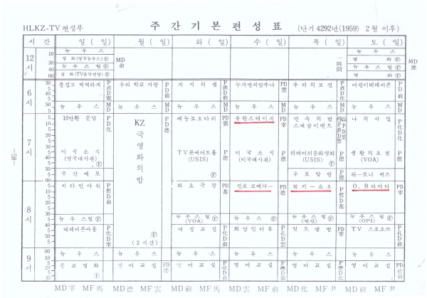 주간 편성표