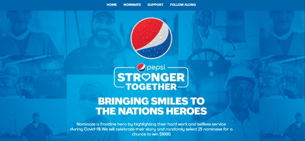 Pepsi 'Stronger Together' 캠페인 홈페이지 캡처