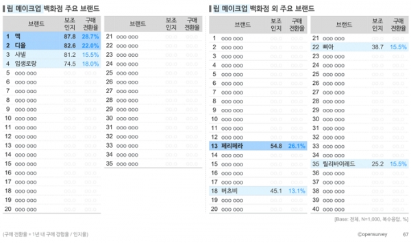 오픈서베이 뷰티 트렌드 웨비나 발표 자료 (p.67)