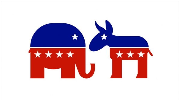 미국 공화당 심볼 코끼리와 민주당 심볼 당나귀