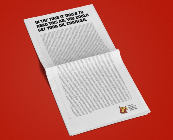 Take5 Oil Change PrintAd (출처 : AdAge)