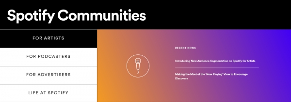 스포티파이는 아티스트와 팟캐스터뿐 아니라 산업에 관련된 여러 직군을 위한 정보를 공유합니다 [자료 출처 스포티파이 캡쳐]