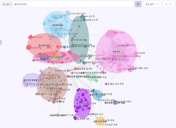 ‘올리브영 샴푸 추천’에 대한 리스닝마인드 허블 클러스터 파인더 분석 결과