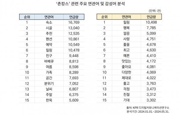촌캉스 관련 주요 연관어 분석