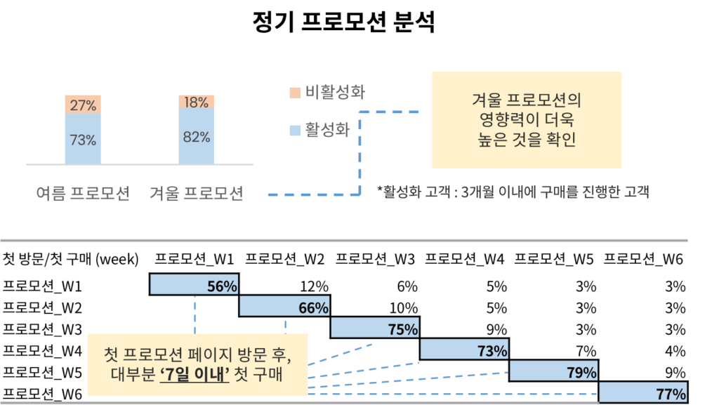 정기 프로모션 분석 예시 (출처 : BizSpring)