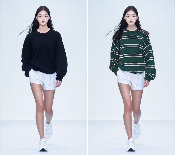 AI로 생성된 모델과 착장 모습